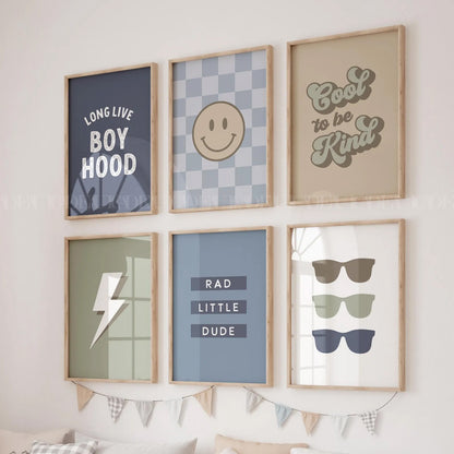 Set of 6 boy hood Art .