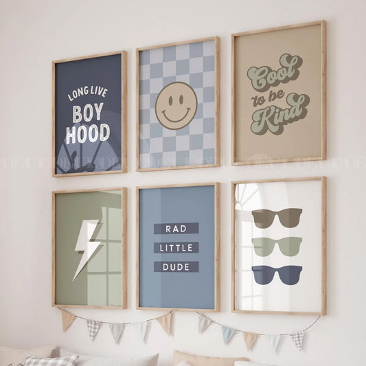 Set of 6 boy hood Art .