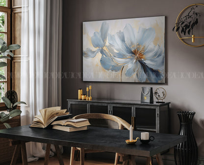 Floral Squares blue Canvas print.