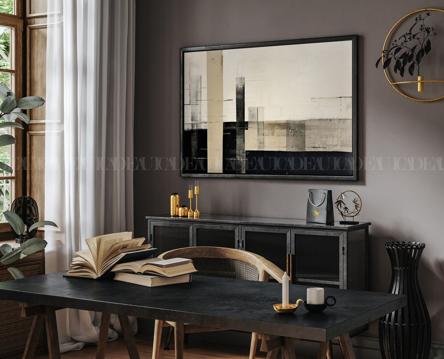 Abstract strock framed canvas.