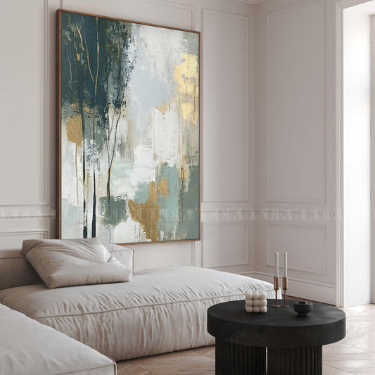 Abstract green framed canvas