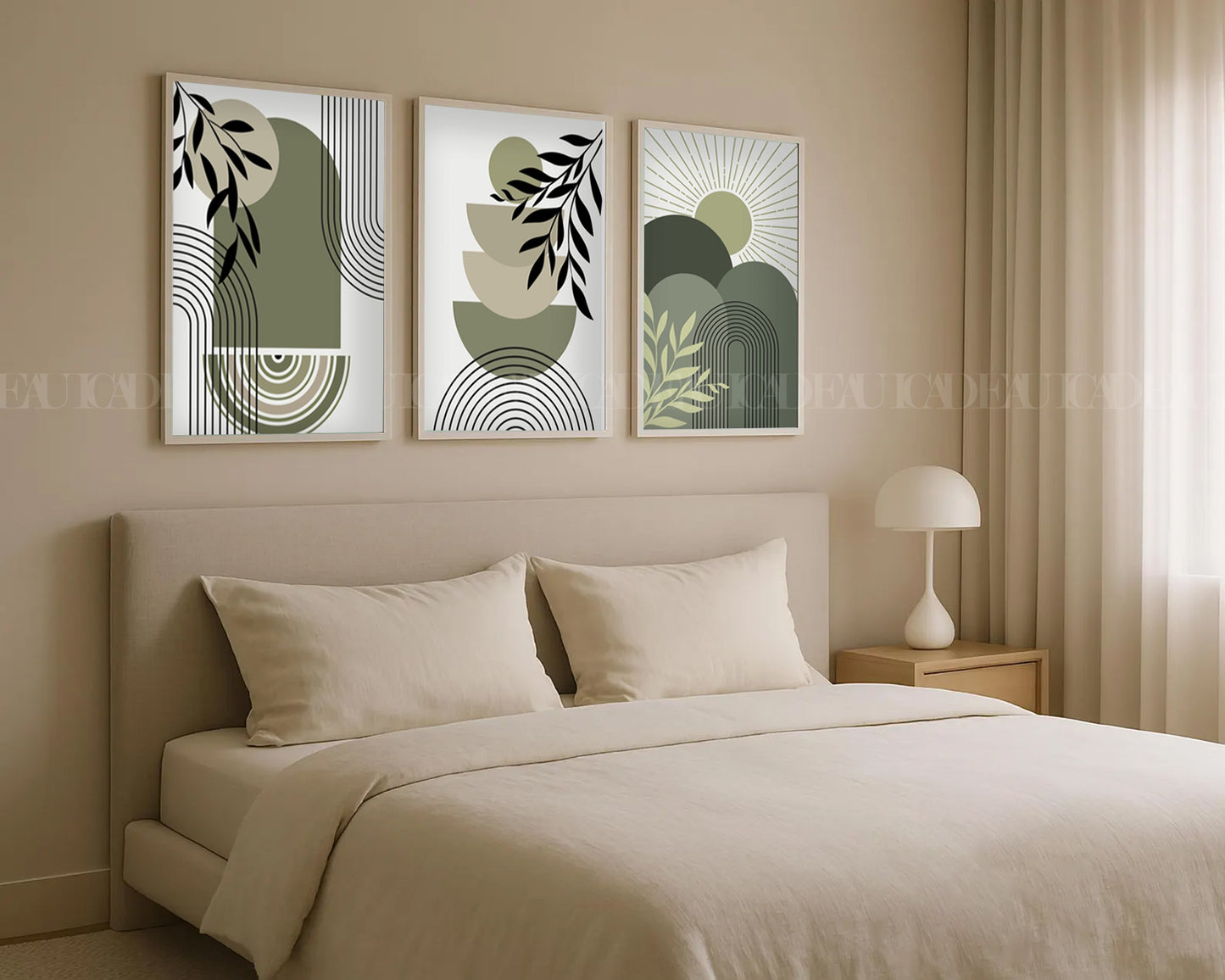 Set of 3 Abstract Wall Art Prints,bedroom ,Neutral Art.BohoStyle