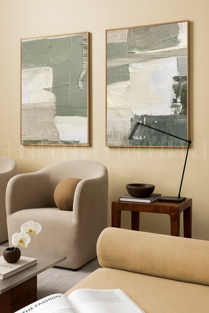 Contemporary Greens Canvas Duo