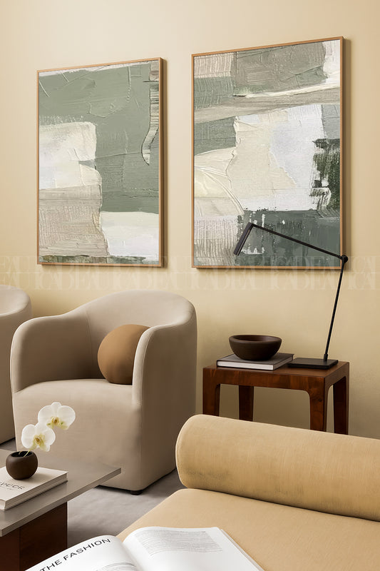 Contemporary Greens Canvas Duo