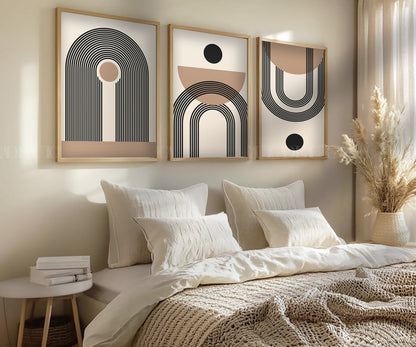 Set of boho Circles framed canvas.