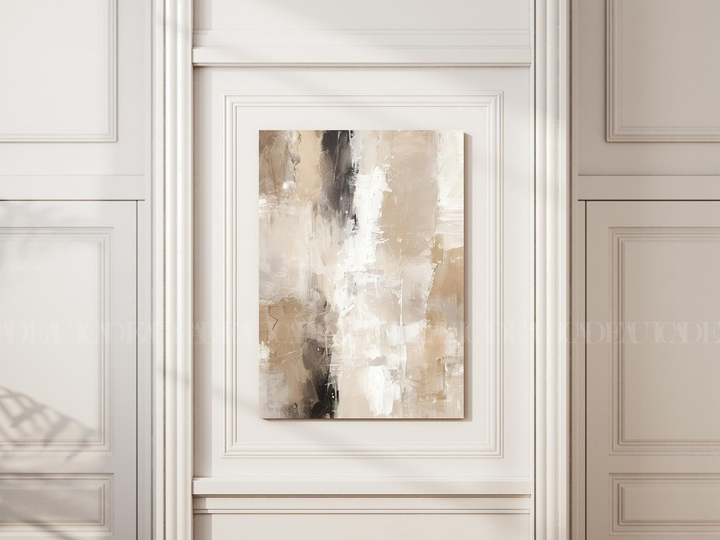 Beige Golden with black Flow Canvas print