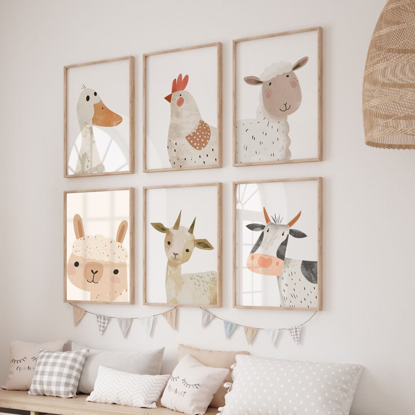 Set of 6  farm Art animals.