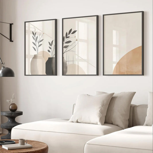 Set of 3 Abstract Wall Art Prints,Art.Boho Style.