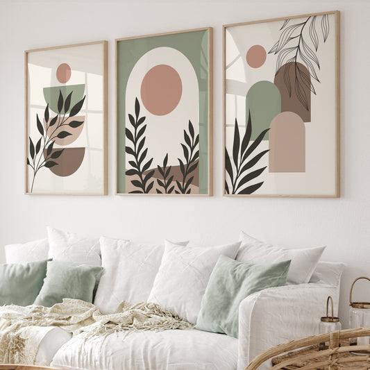 Set of 3 Boho art,circles .