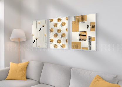 Set of 3 Abstract Wall Art Prints,,livingroom, Minimalist Neutral Art.boho art.