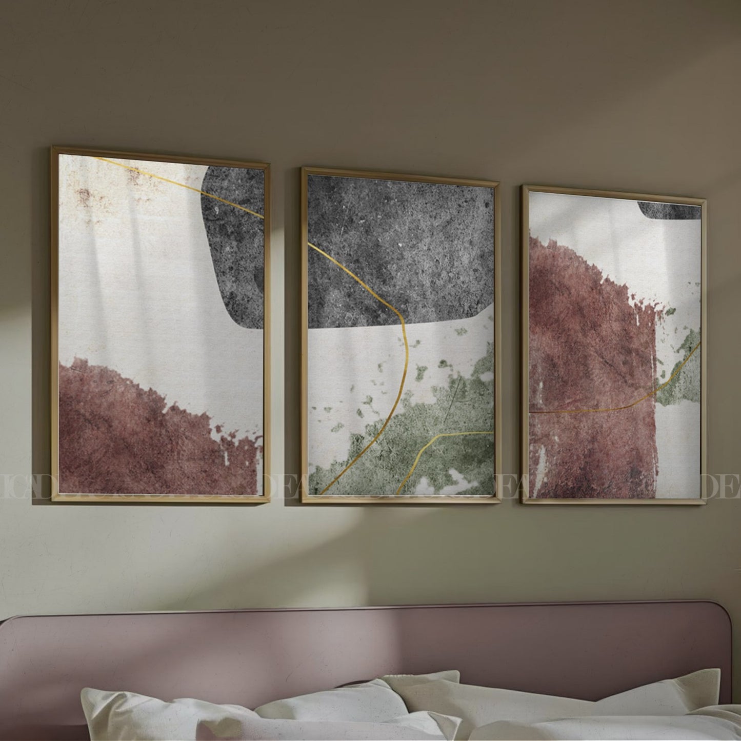 Set of 3 Abstract Wall Art Prints,bed,living, Minimalist Neutral Art.