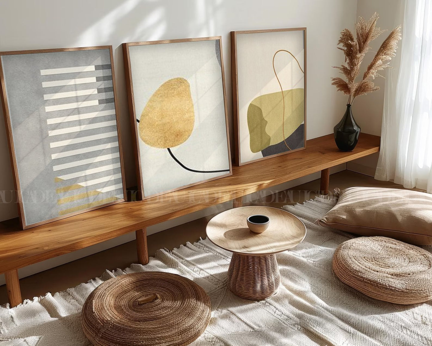 Set of 3 Abstract Wall Art Prints,bed,living, Minimalist Neutral Art.