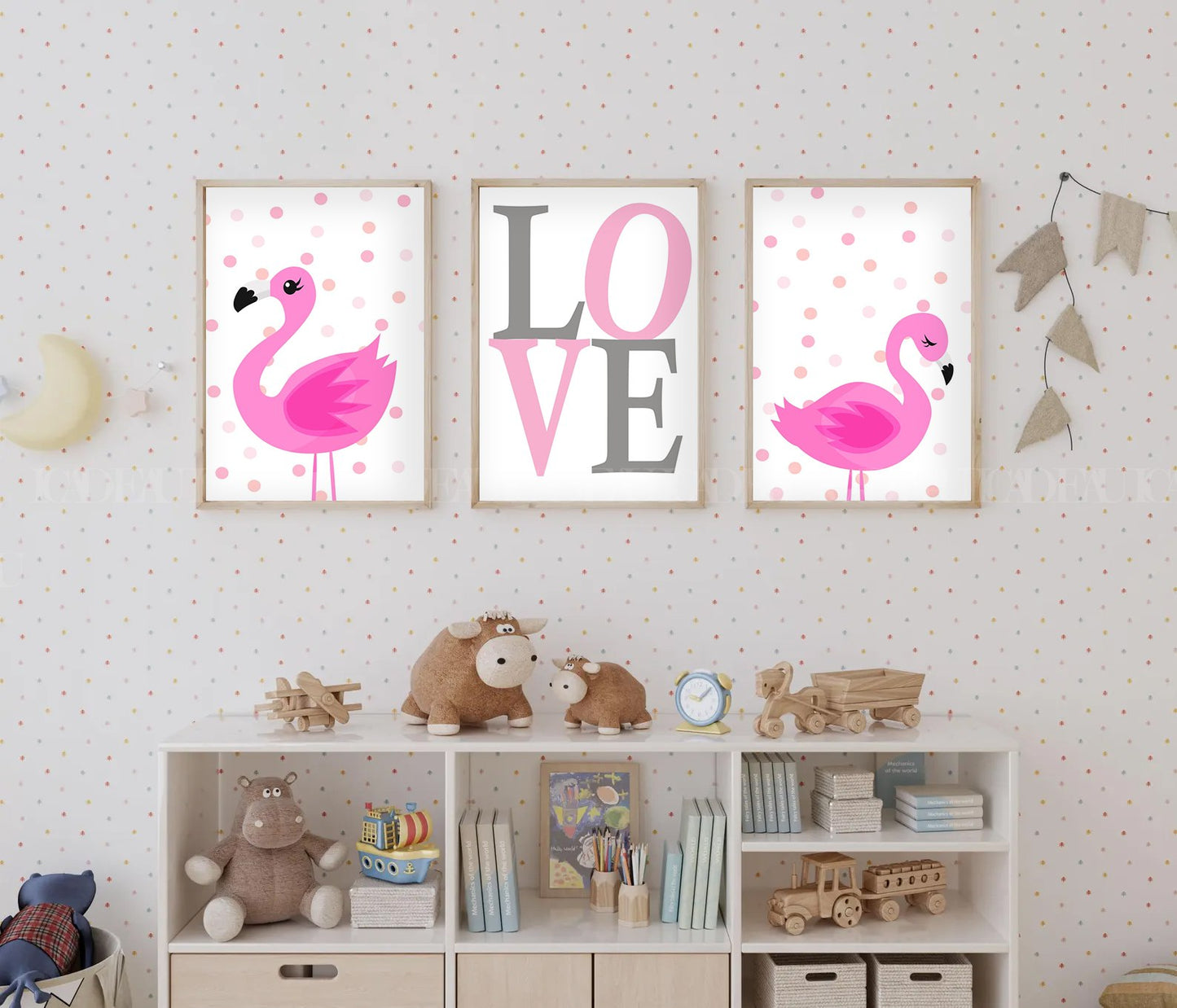 Set of 3,baby room decoration,Love,
flamingo