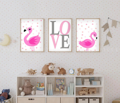 Set of 3,baby room decoration,Love,
flamingo