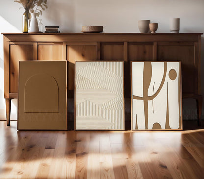 Set of 3 Abstract Wall Art Prints,bed,living, Minimalist Neutral Art.