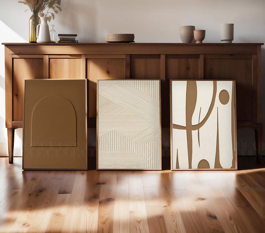 Set of 3 Abstract Wall Art Prints,bed,living, Minimalist Neutral Art.