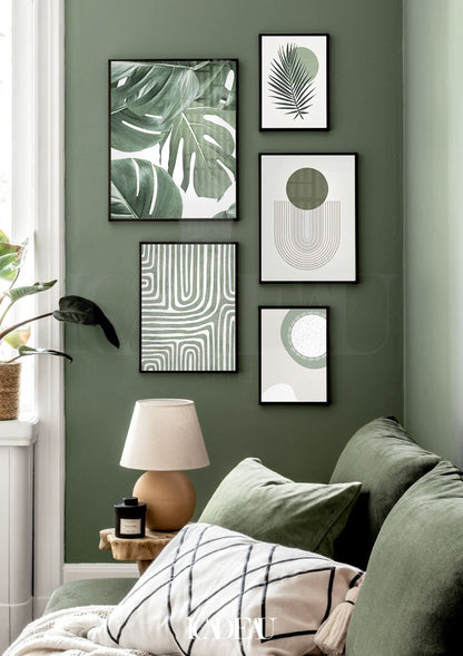 green leaf with abstract touch set.