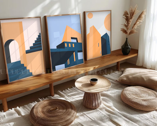 Set of 3 Abstract Wall Art Prints,living, Minimalist Neutral Art.BohoStyle