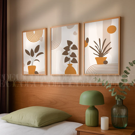 Set of 3 Abstract Wall Art boho Prints,bedroom,living, Minimalist Neutral Art.