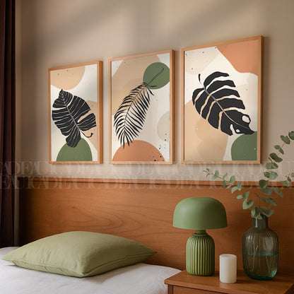 Set of 3 Abstract Wall Art boho Prints,bedroom,living, Minimalist Neutral Art.