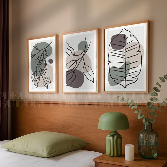 Set of 3 Abstract Wall Art boho Prints,bedroom,living, Minimalist Neutral Art.