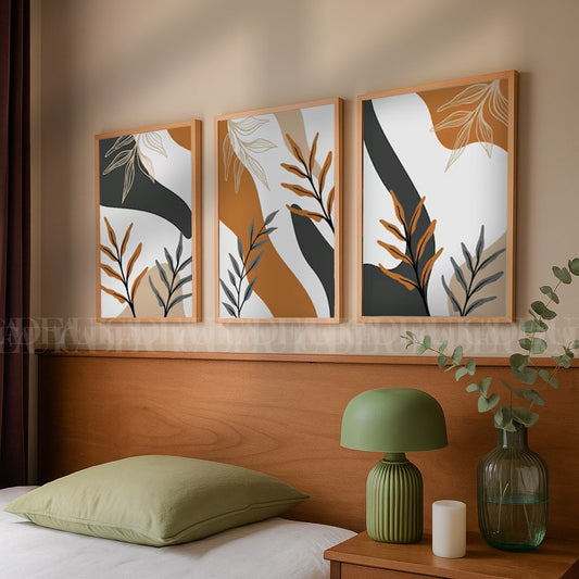 Set of 3 Abstract Wall Art boho Prints,bedroom,living, Minimalist Neutral Art.