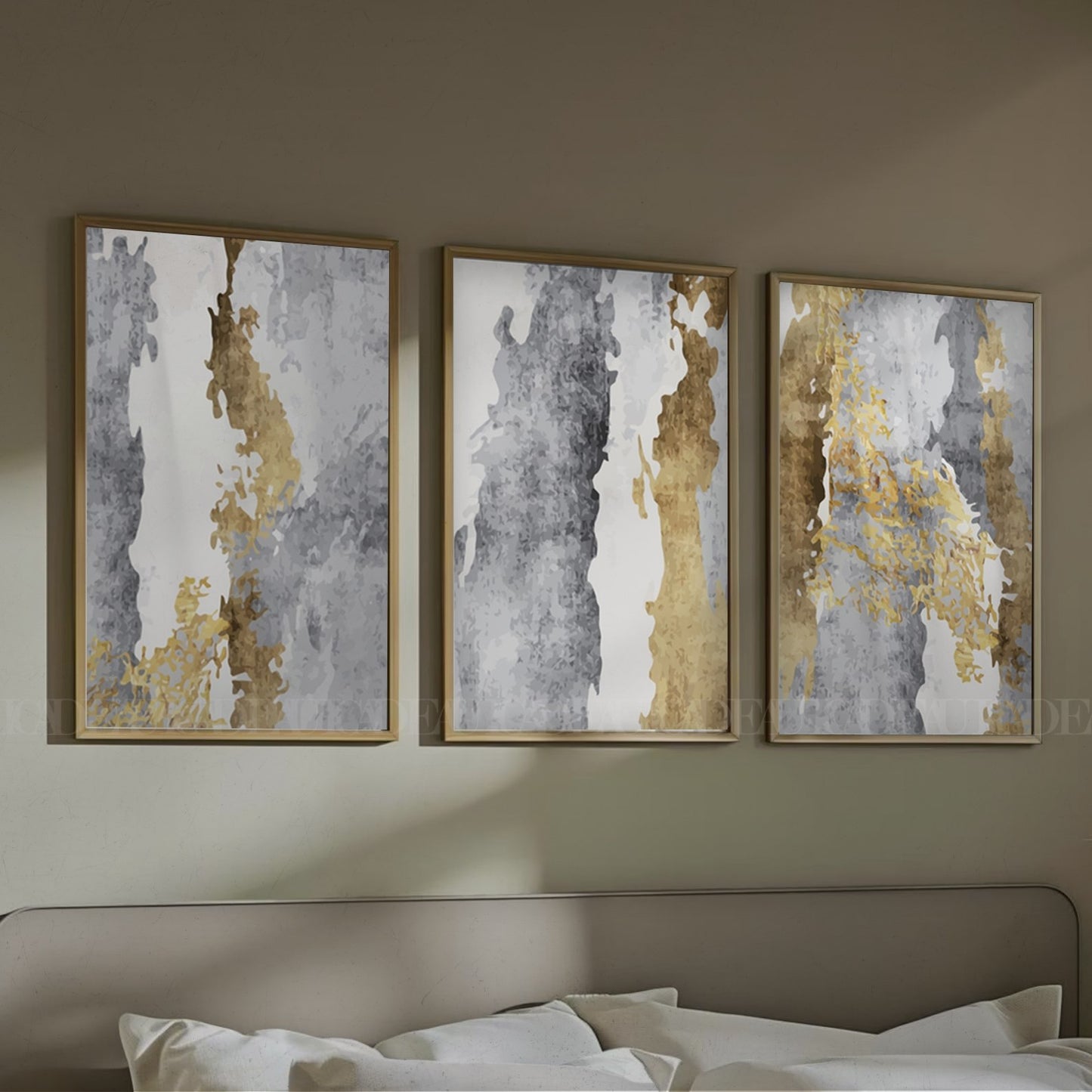 Set of 3 Abstract Wall Art Prints,bed,living, Minimalist Neutral Art.