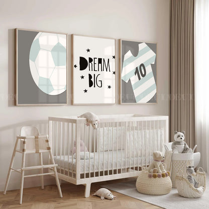 Set of 3 Football Art ,Boy,Room .