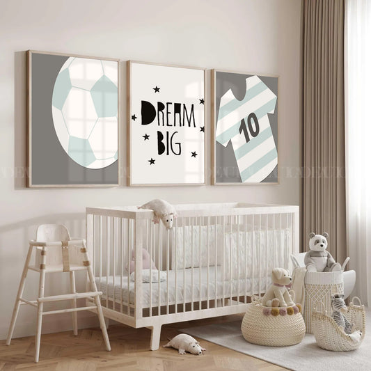 Set of 3 Football Art ,Boy,Room .