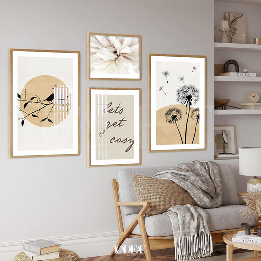natural set,lets get cosy wall art