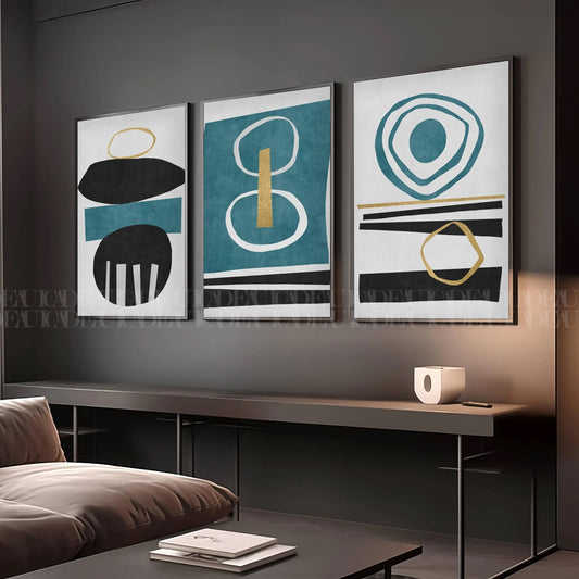 Set of 3 Abstract Wall Art Prints,living, Minimalist Neutral Art.