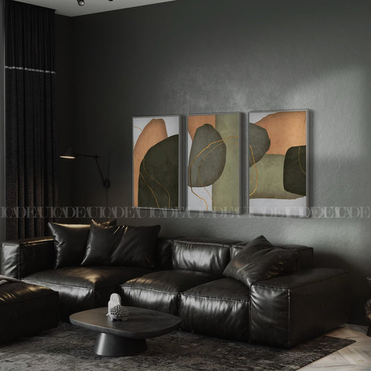 Set of 3 Abstract Wall Art Prints,bed,living, Minimalist Neutral Art.