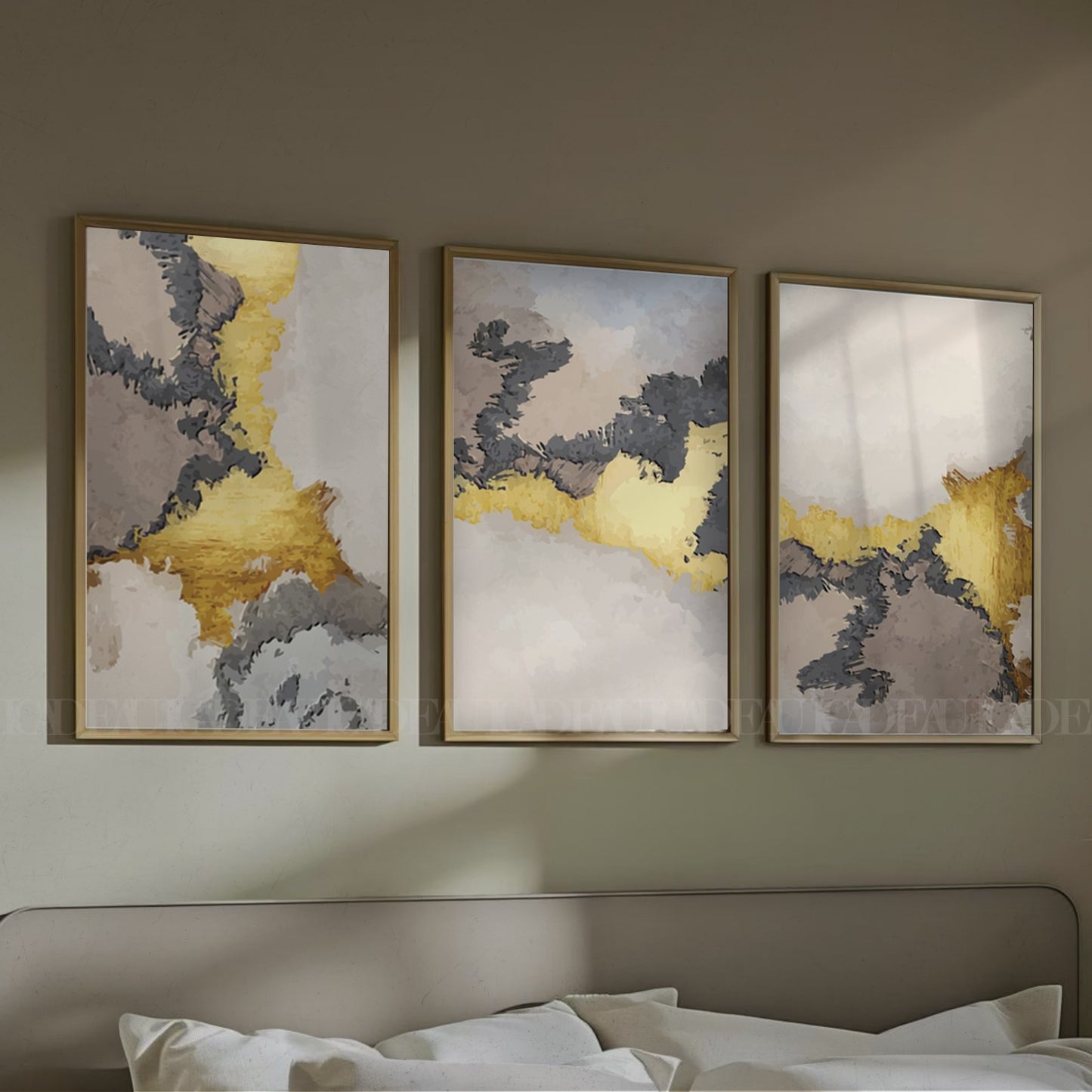 Set of 3 Abstract Wall Art Prints,bed,living, Minimalist Neutral Art.