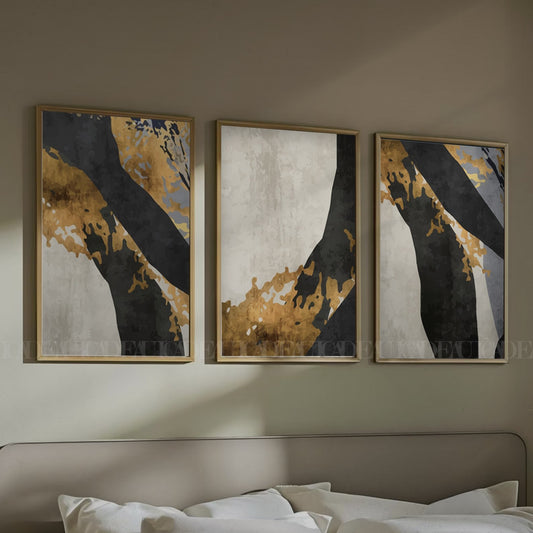 Set of 3 Abstract Wall Art Prints,bed,living, Minimalist Neutral Art.