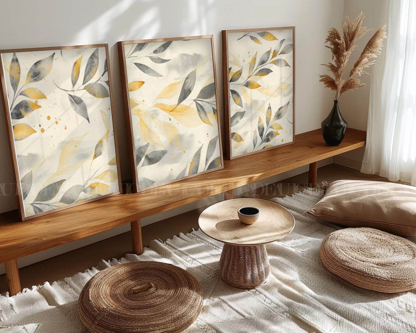 Set of 3 Abstract Wall Art Prints,living, Minimalist Neutral Art.BohoStyle