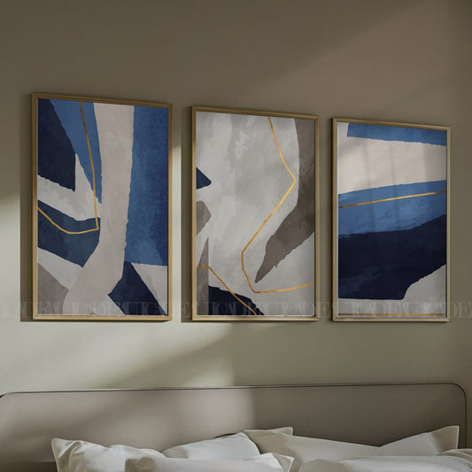 Set of 3 Abstract Wall Art Prints,bed,living, Minimalist Neutral Art.