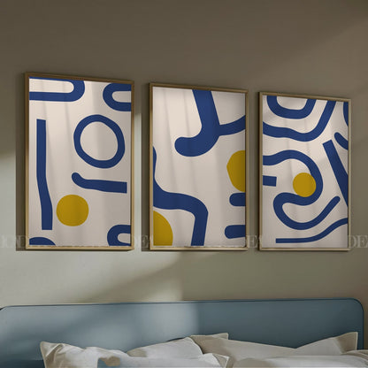 Set of 3 Abstract Wall Art Prints,bed,living, Minimalist Neutral Art.