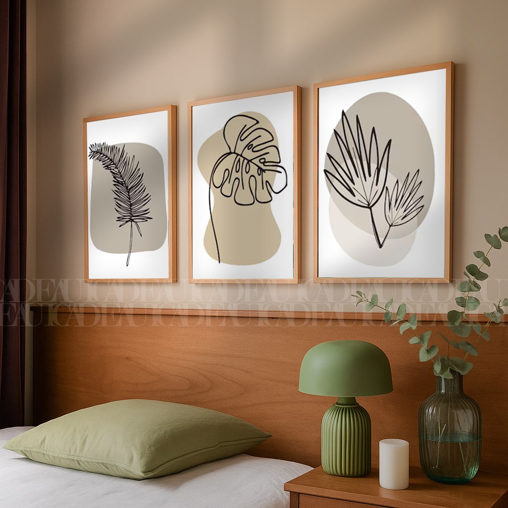 Set of 3 Abstract Wall Art boho Prints,bedroom,living, Minimalist Neutral Art.